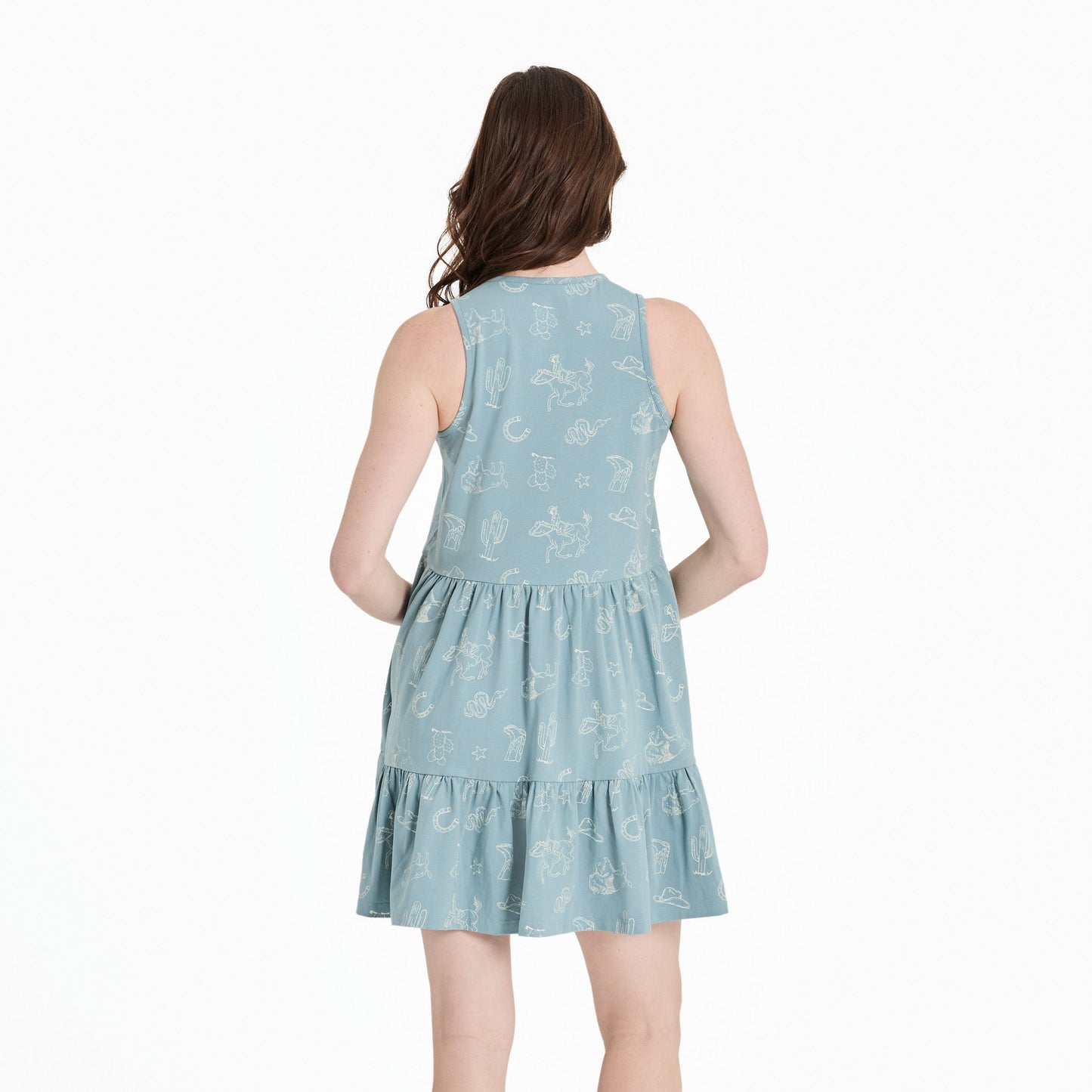 Women's West is Best Pattern Tiered Tank Dress