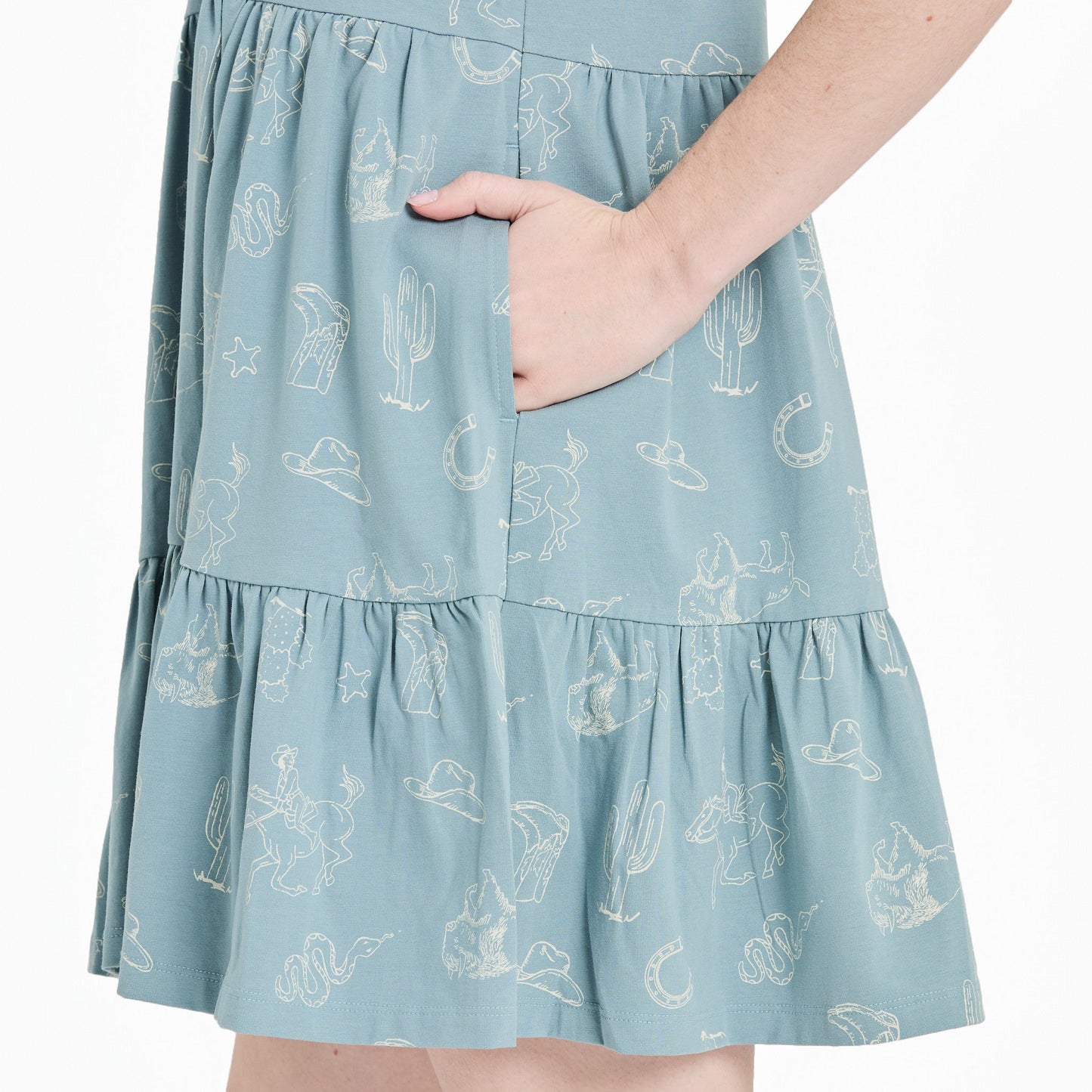 Women's West is Best Pattern Tiered Tank Dress