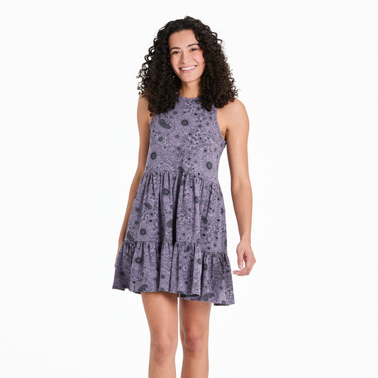 Women's Sunshine Floral Pattern Tiered Tank Dress