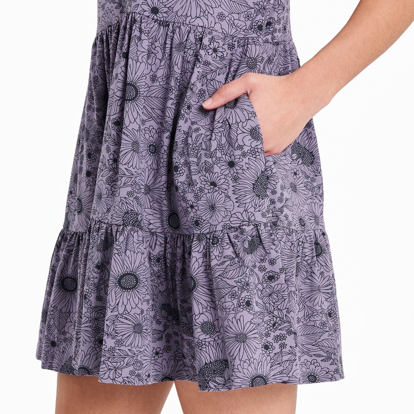 Women's Sunshine Floral Pattern Tiered Tank Dress