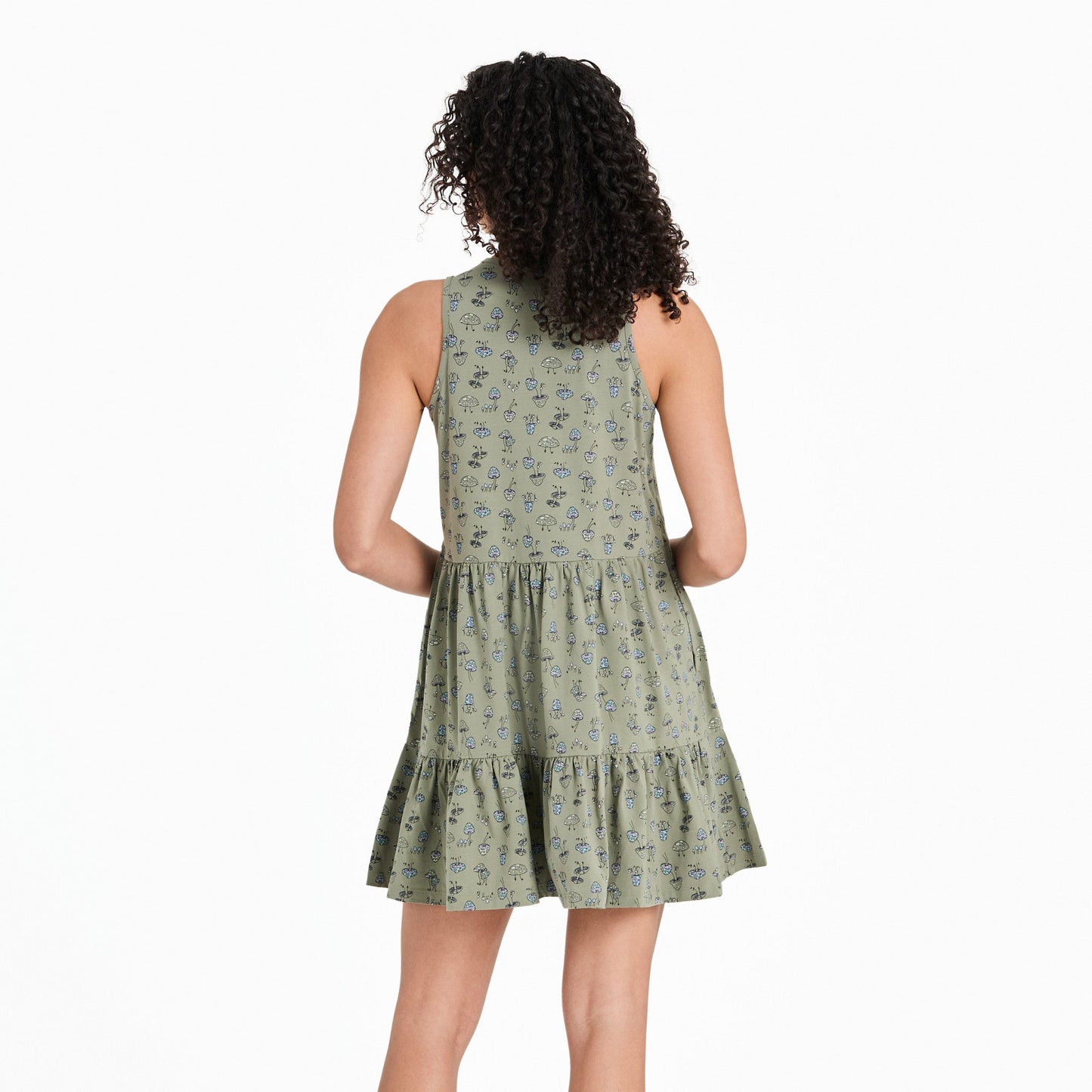 Women's Mushroom Pattern Tiered Tank Dress
