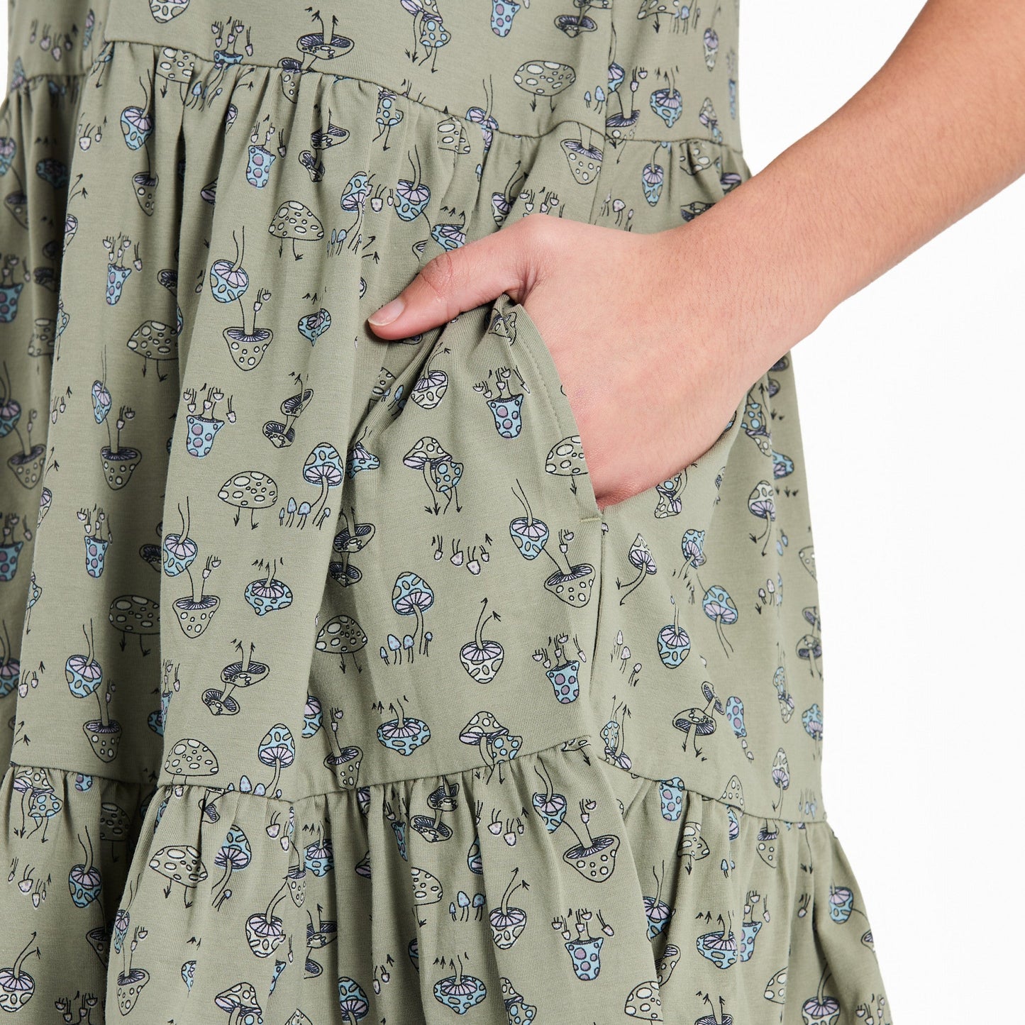 Women's Mushroom Pattern Tiered Tank Dress