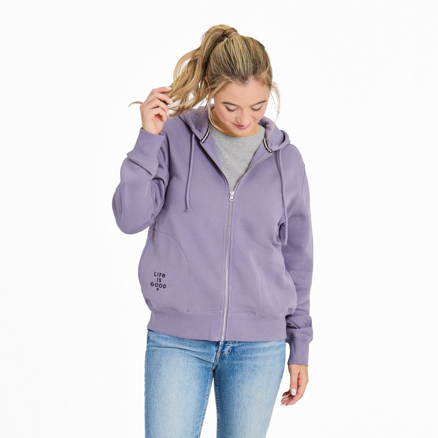 Women's Crafty LIG Stacked Good Vibes Fleece Zip Hoodie