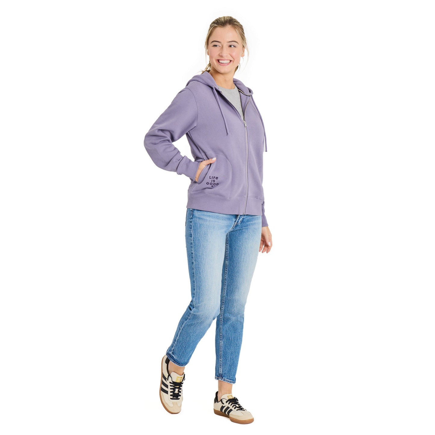 Women's Crafty LIG Stacked Good Vibes Fleece Zip Hoodie