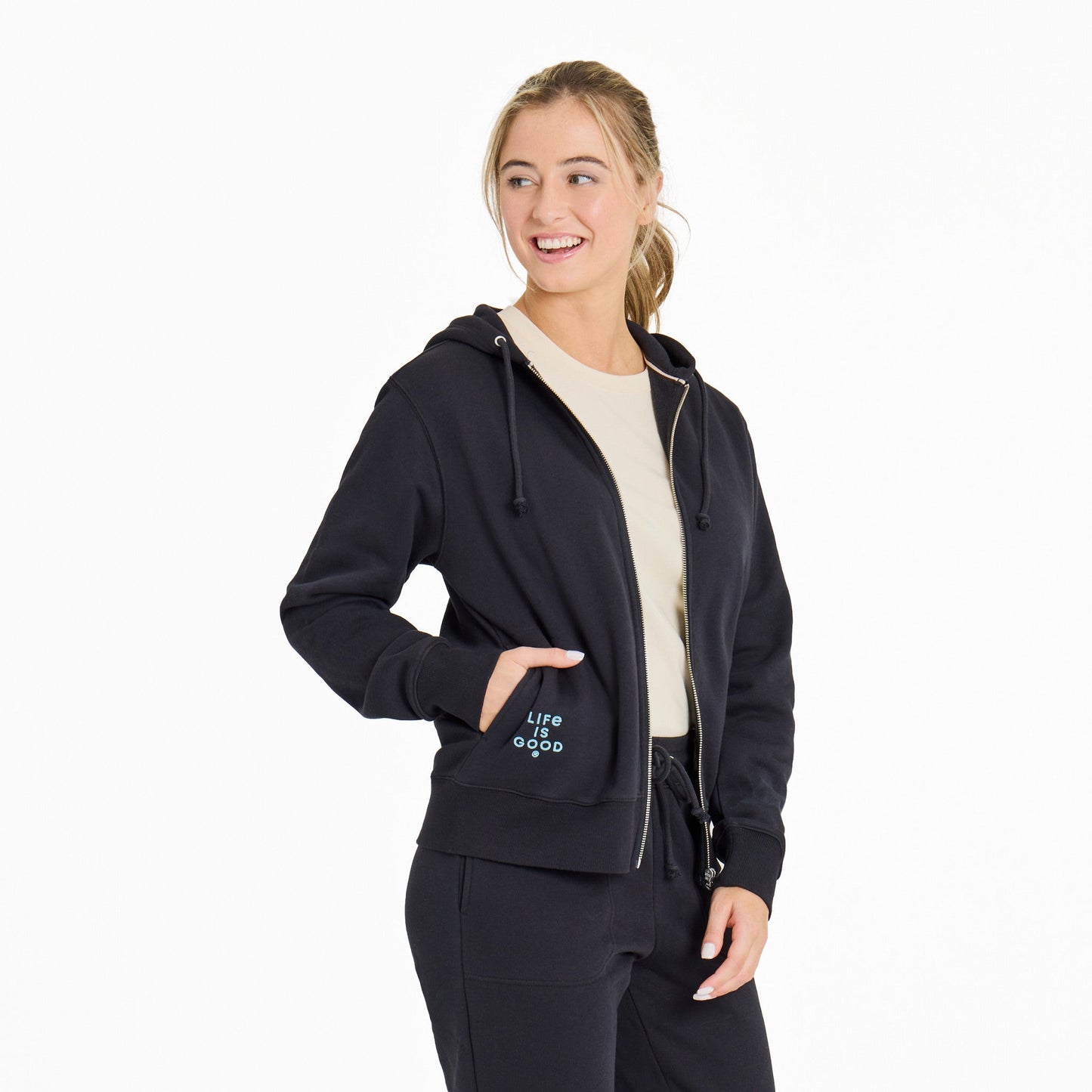 Women's Crafty LIG Stacked Good Vibes Fleece Zip Hoodie