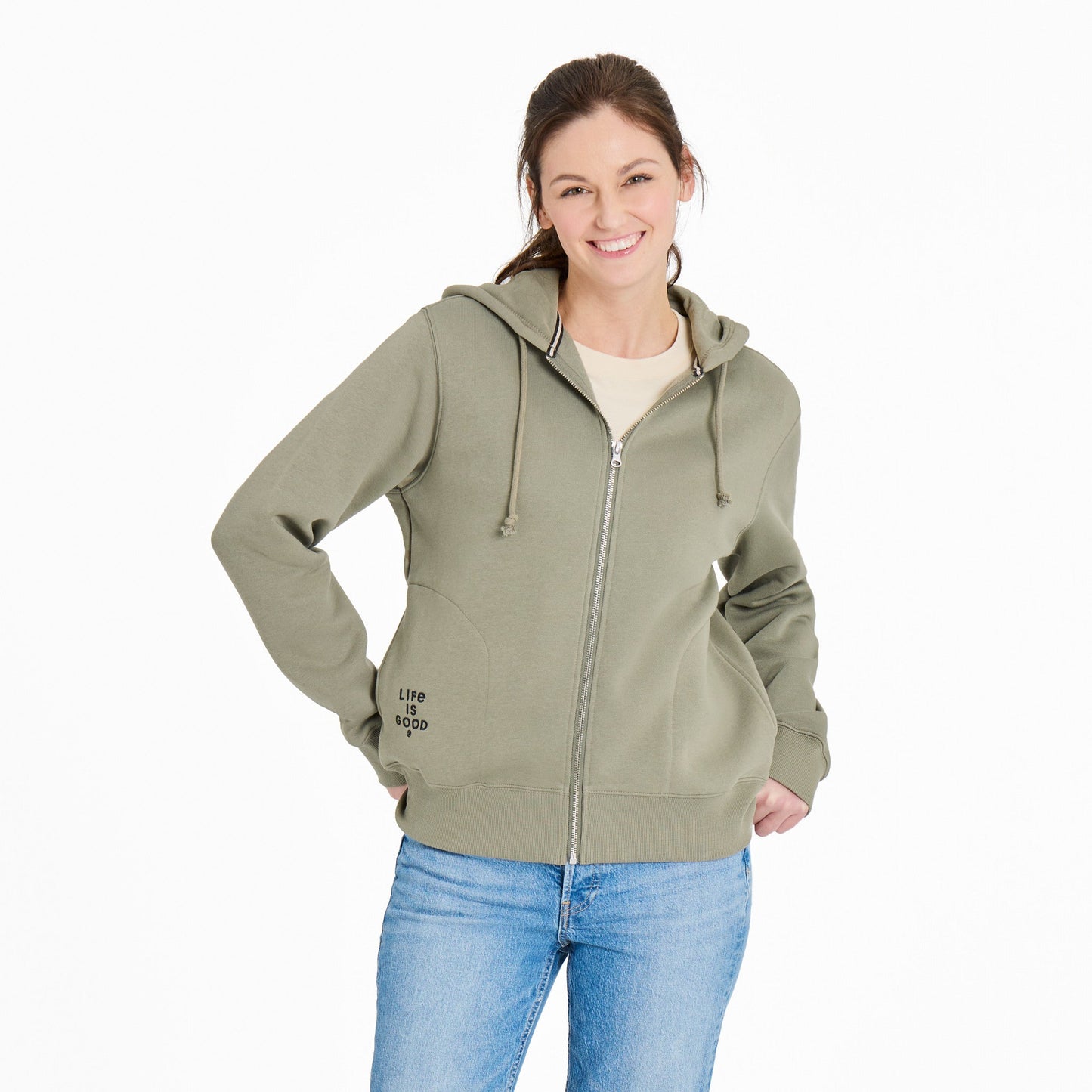 Women's Crafty LIG Stacked Good Vibes Fleece Zip Hoodie