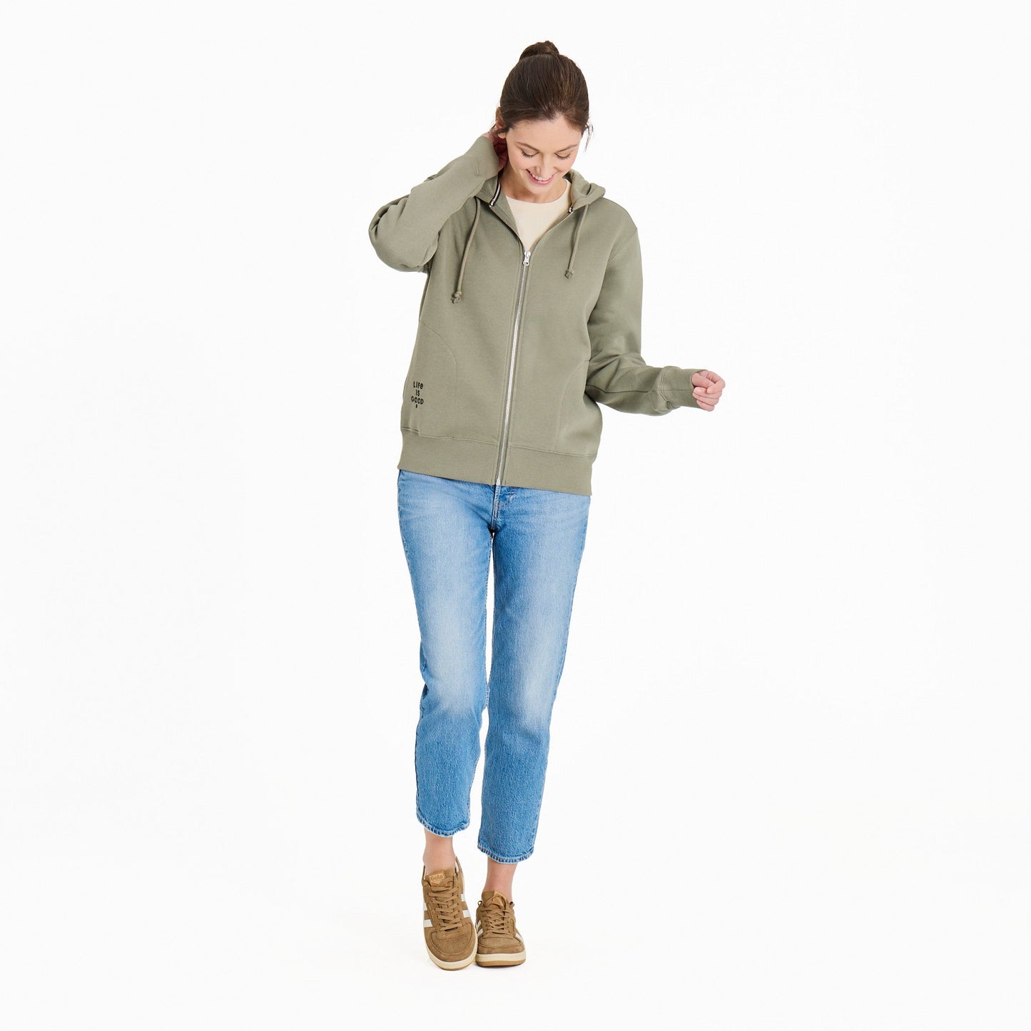 Women's Crafty LIG Stacked Good Vibes Fleece Zip Hoodie