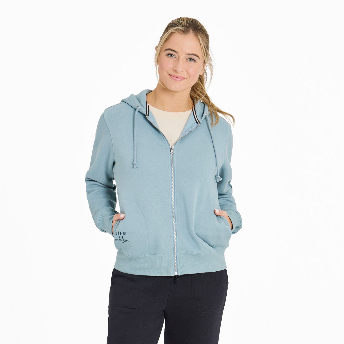 Women's Crafty LIG Stacked Good Vibes Fleece Zip Hoodie