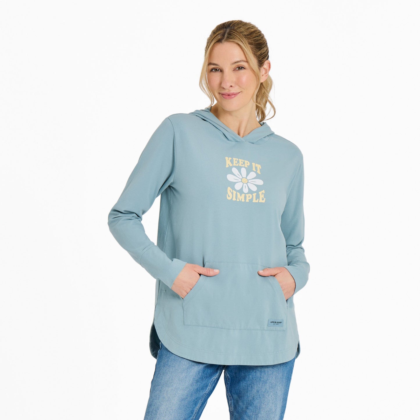 Women's Keep it Simple Daisy Smile Crusher-FLEX Hoodie Tunic