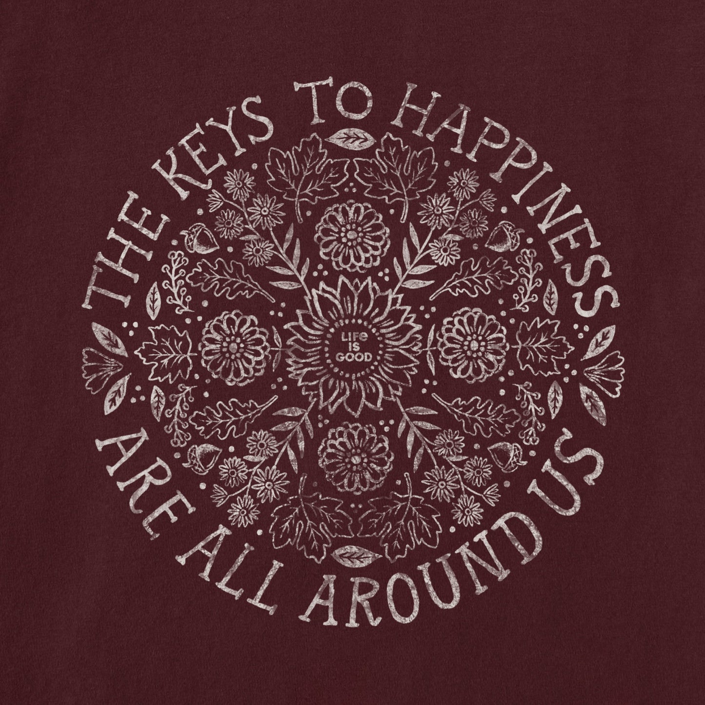 Women's Keys to Happiness Flowers Crusher-FLEX Hoodie Tunic