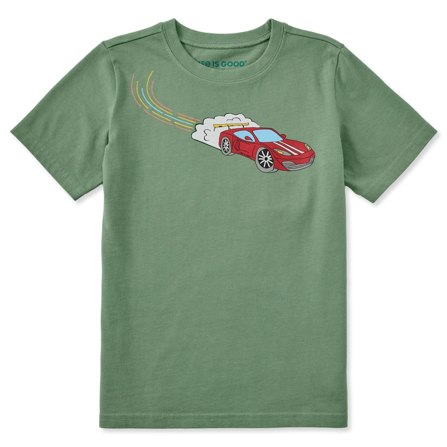 Kids Peelin' Out Race Car Short Sleeve Crusher Tee