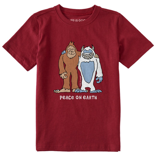 Kids Bigfoot & Yeti Peace on Earth Short Sleeve Crusher Tee