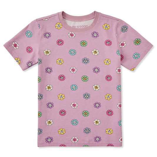 Kids Smiling Daisy Pattern Short Sleeve Crusher Tee