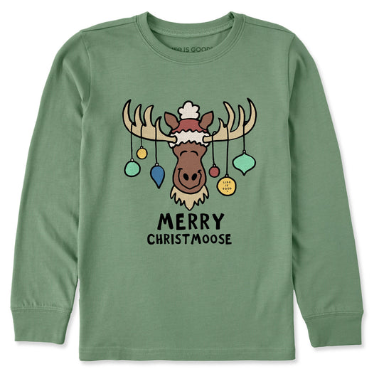 Kids Merry Christmoose Ornaments Vintage Long Sleeve Crusher Tee