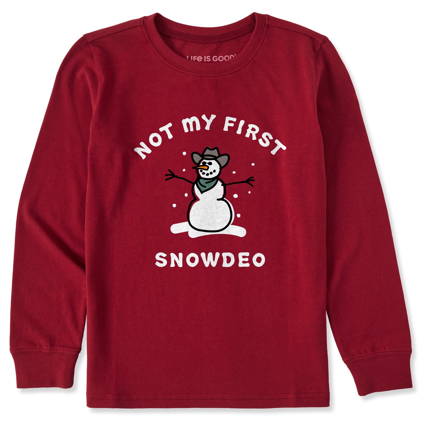 Kids Not My First Snowdeo Long Sleeve Crusher Tee