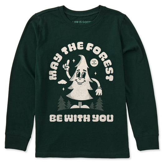 Kids May the Forest Be With You Mascot Long Sleeve Crusher Tee