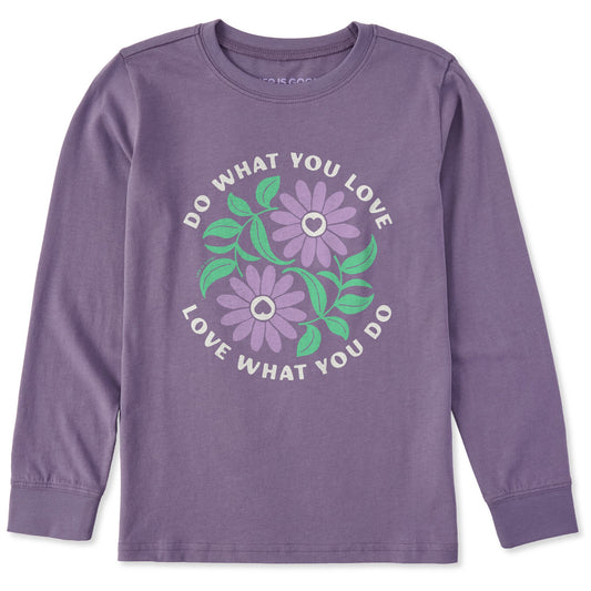 Kids Do What You Love Yin Yang Flowers Long Sleeve Crusher Tee