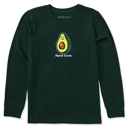 Kids Hard Core Avocado Long Sleeve Crusher Tee