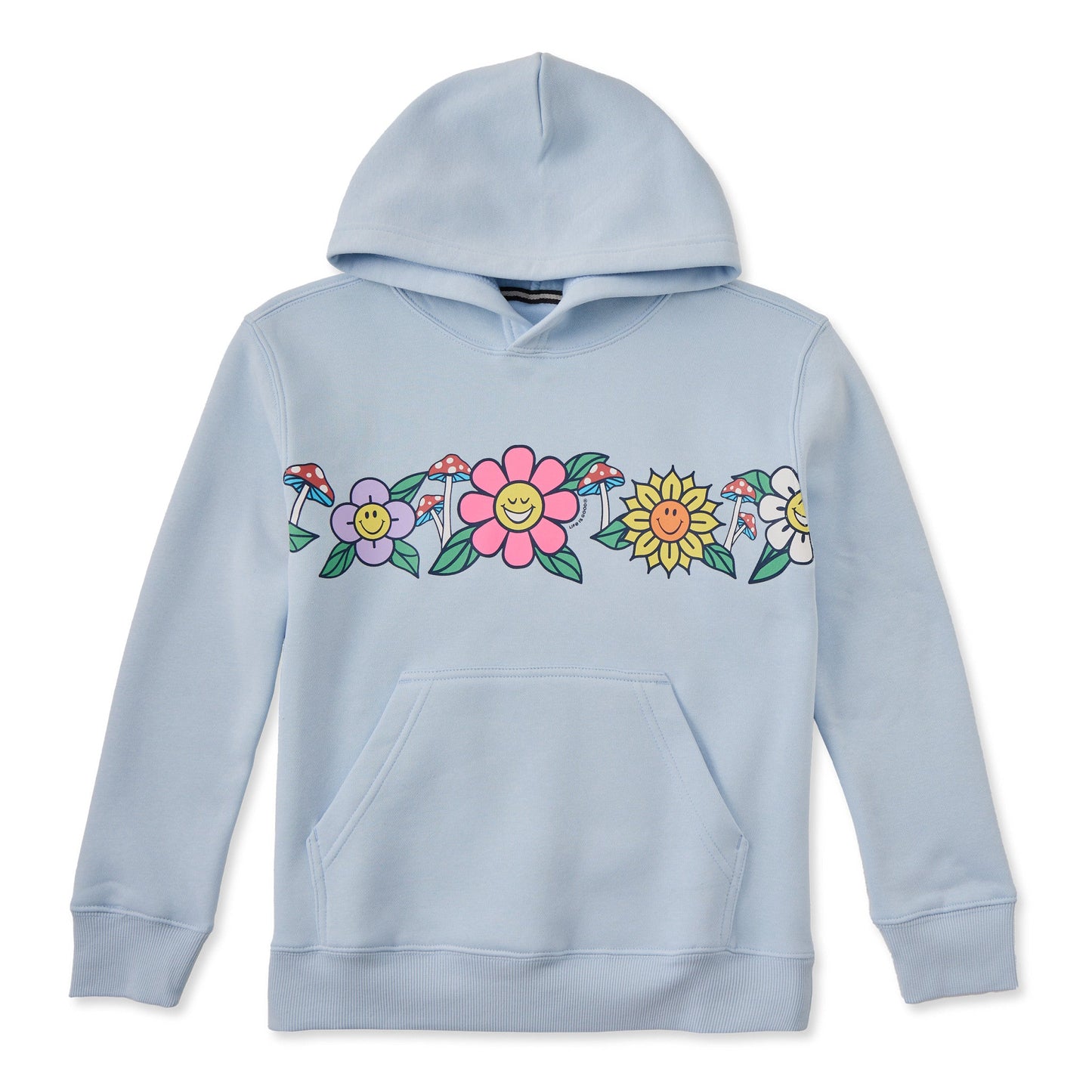 Kids Flowers and Shrooms Seam to Seam Good Vibes Fleece Hoodie