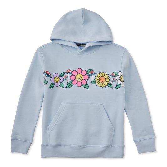 Kids Flowers and Shrooms Seam to Seam Good Vibes Fleece Hoodie