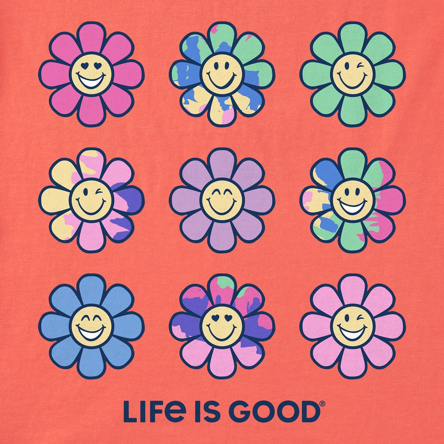 Toddler Tie Dye Smile Daisies Short Sleeve Crusher Tee