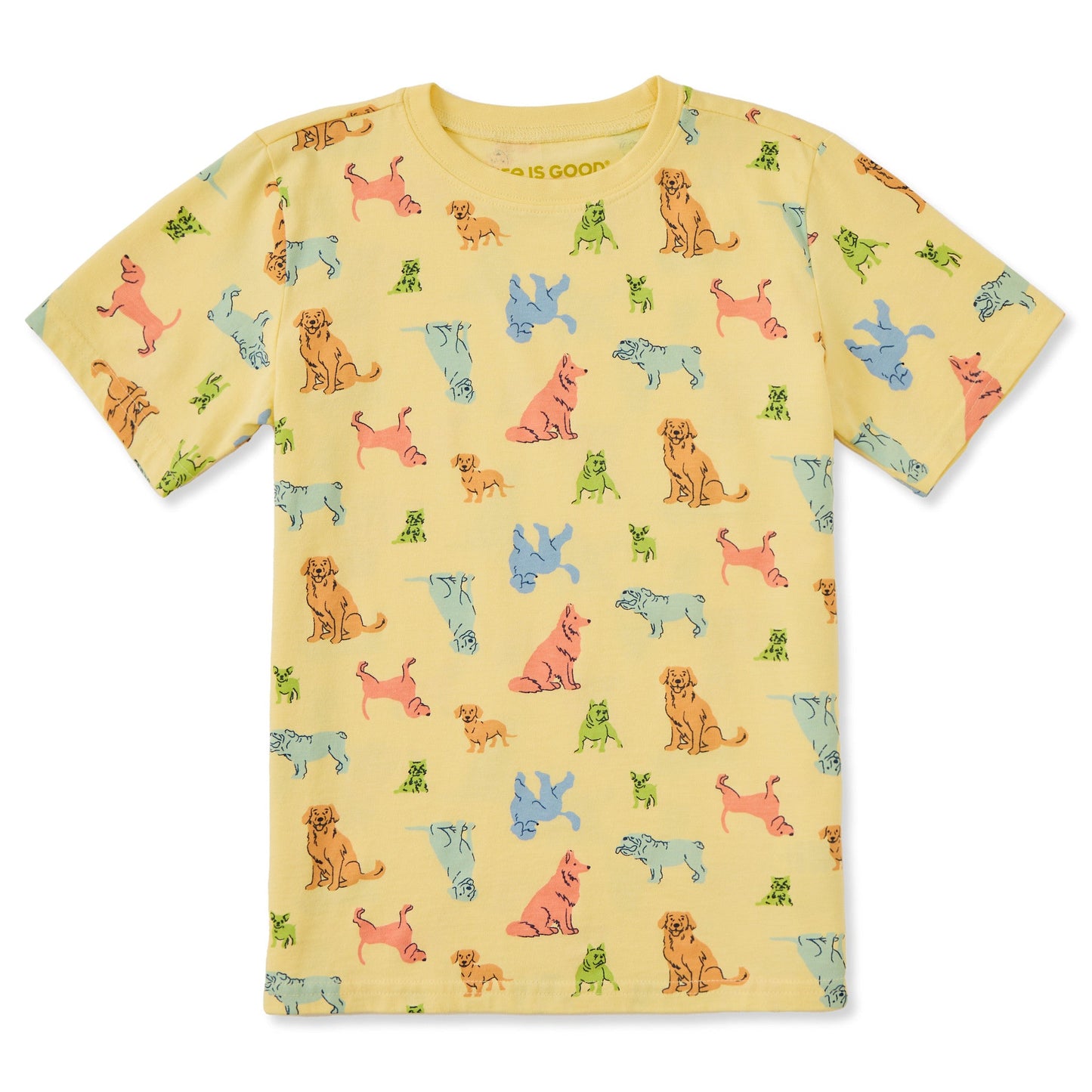 Toddler Playful Dog Pattern Short Sleeve Crusher Tee
