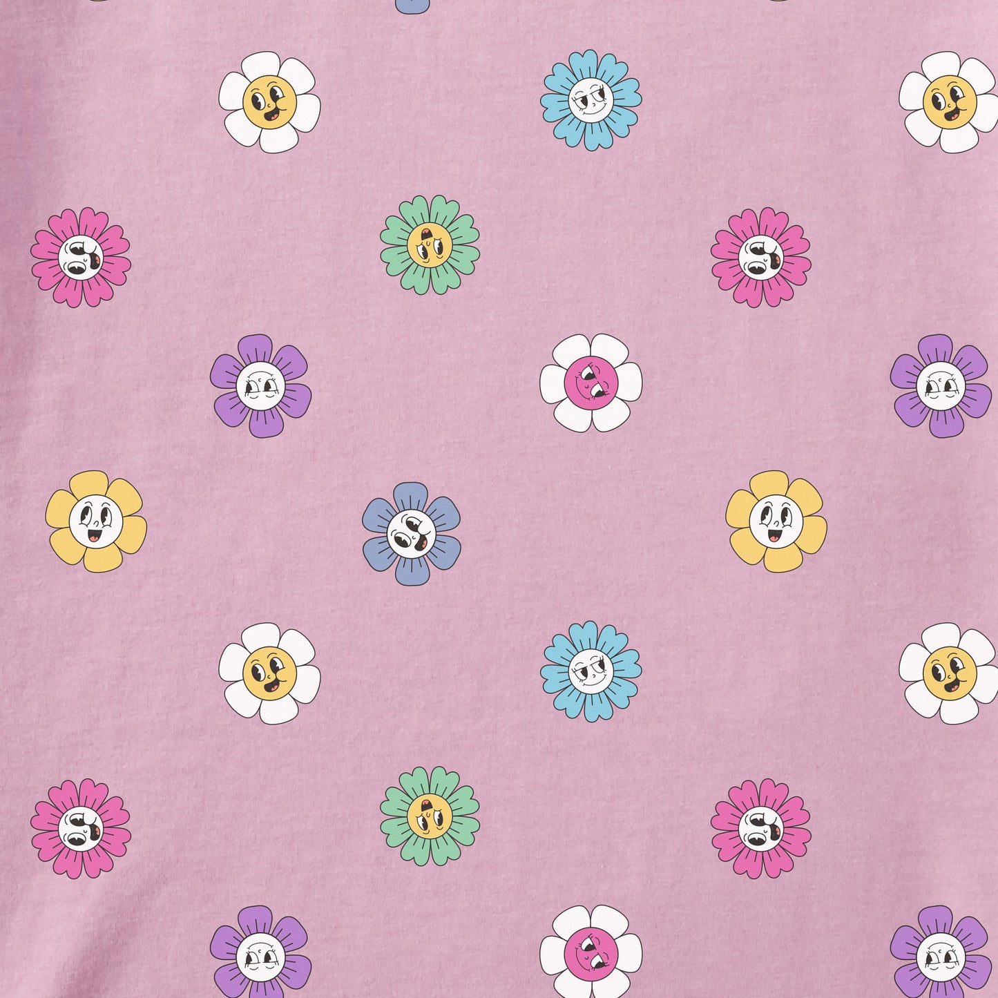 Toddler Smiling Daisy Pattern Short Sleeve Crusher Tee