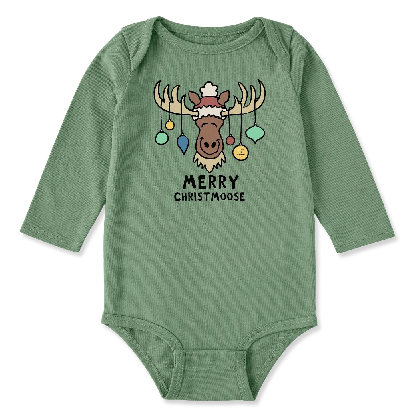 Baby Merry Christmoose Ornaments Vintage Long Sleeve Crusher Bodysuit
