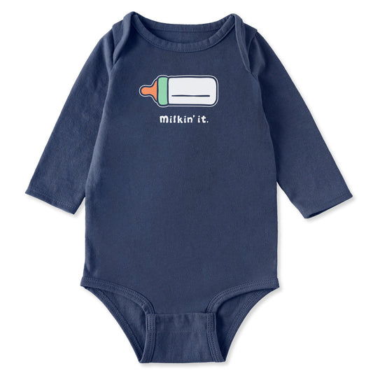 Baby Milkin It Long Sleeve Crusher Bodysuit