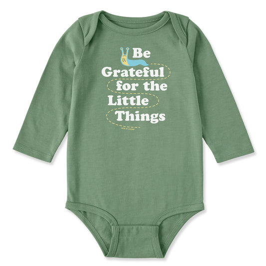 Baby Be Grateful for the Little Things Slug Long Sleeve Crusher Bodysuit