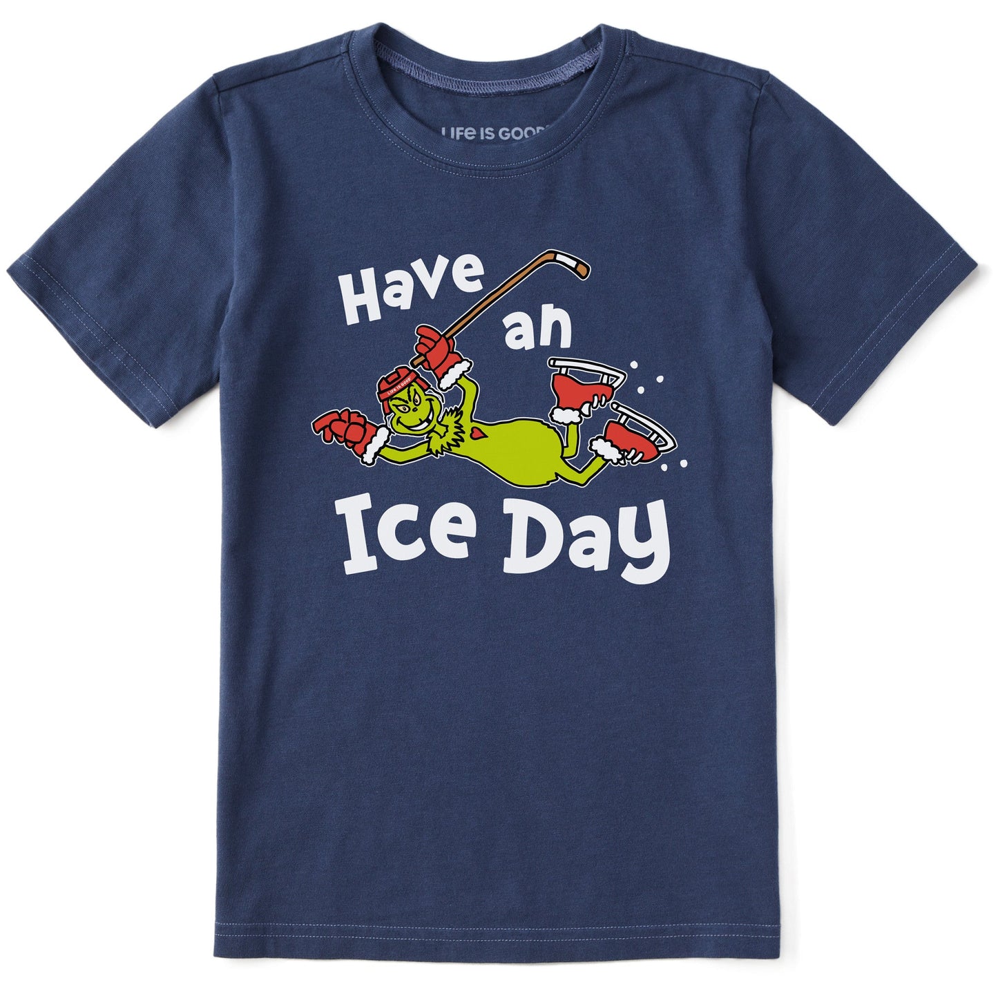 Kids Grinch Have an Ice Day Hockey Short Sleeve Crusher Tee