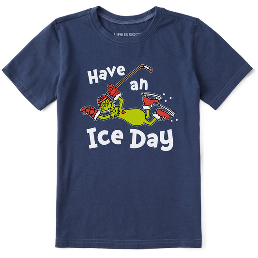 Kids Grinch Have an Ice Day Hockey Short Sleeve Crusher Tee