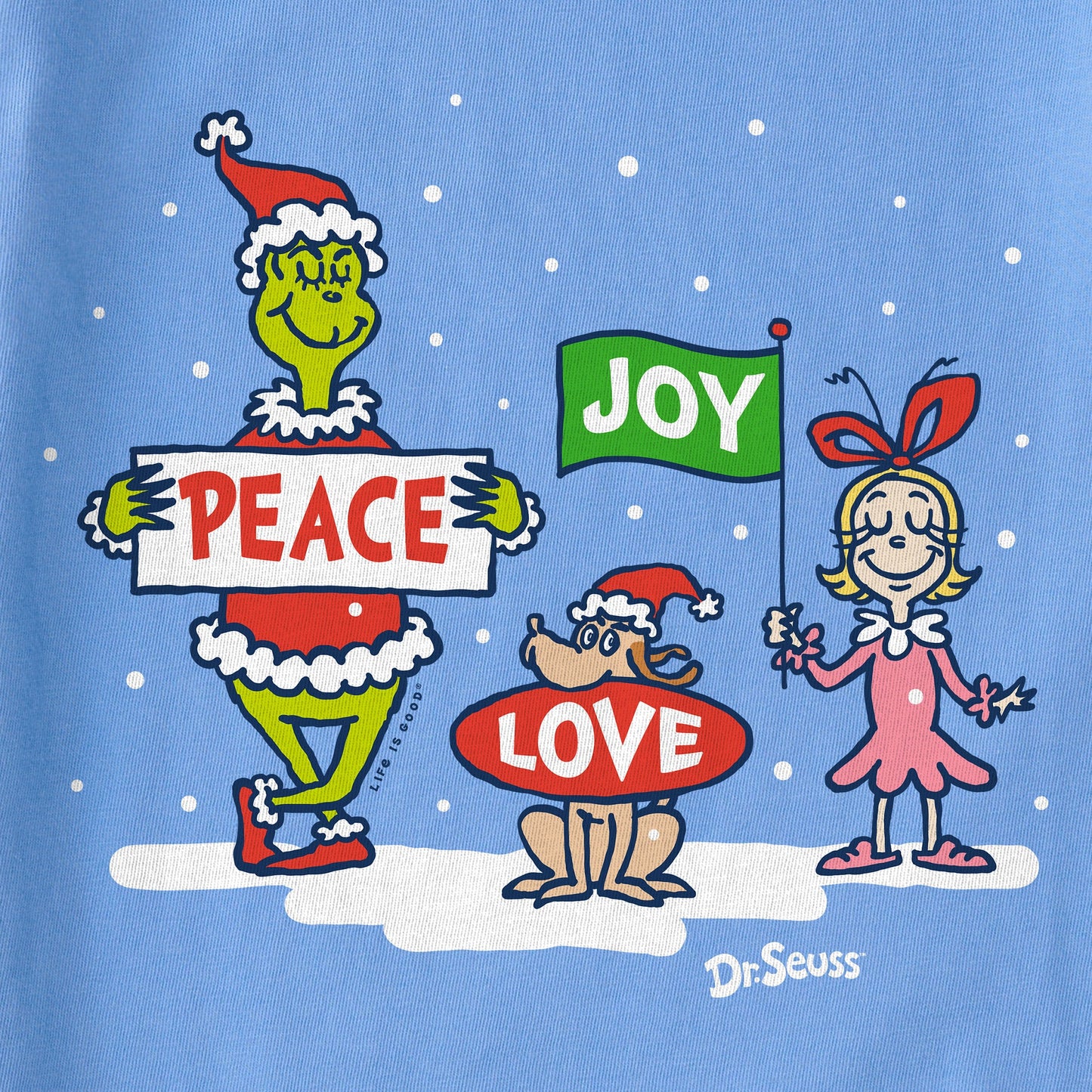 Kids Grinch Peace Love Joy Long Sleeve Crusher Tee