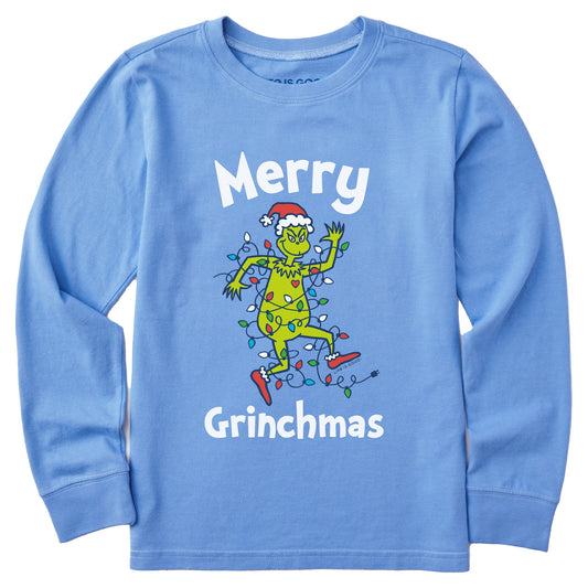 Kids Grinch Making Spirits Bright Long Sleeve Crusher Tee