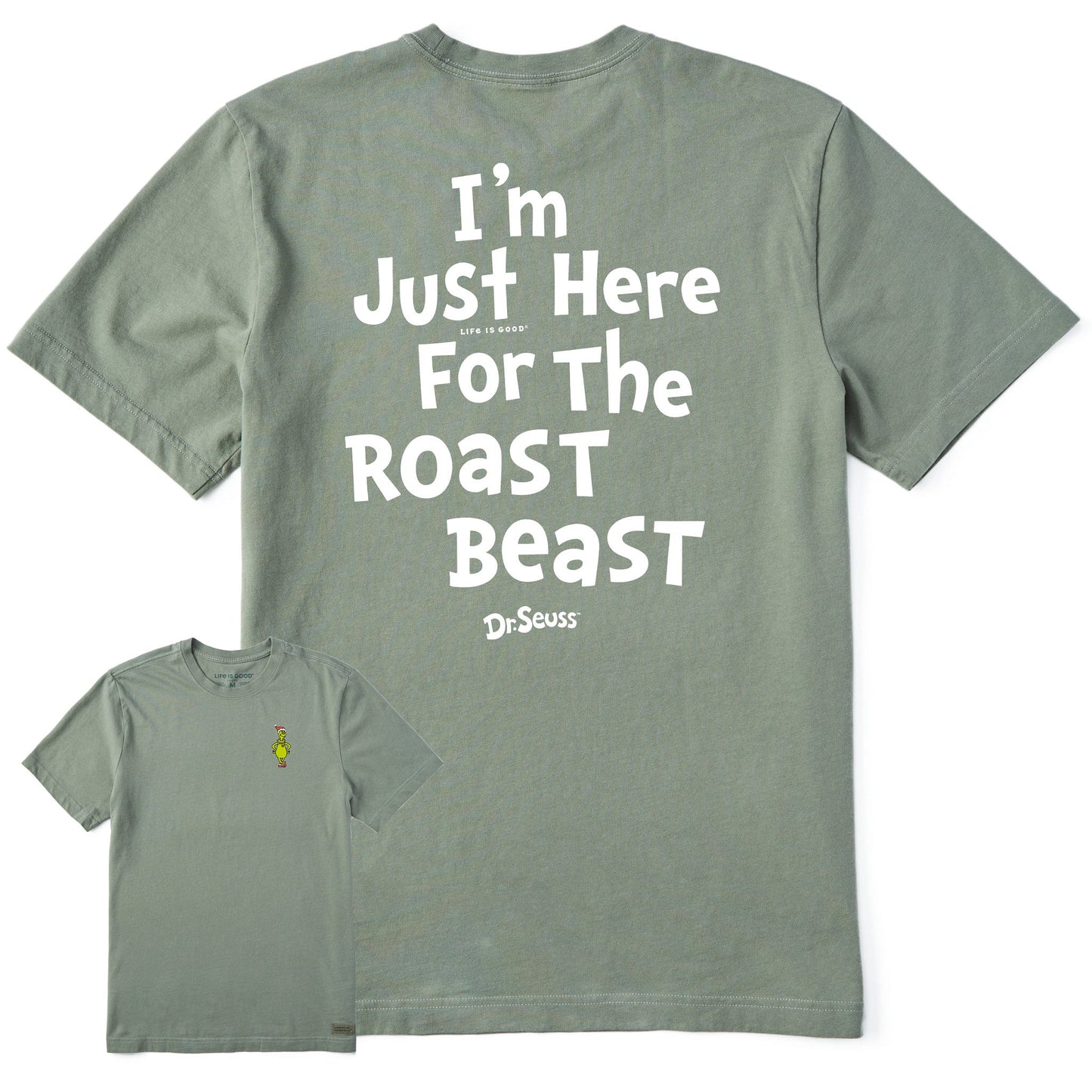 Men's Grinch Here for the Roast Beast Short Sleeve Crusher Tee