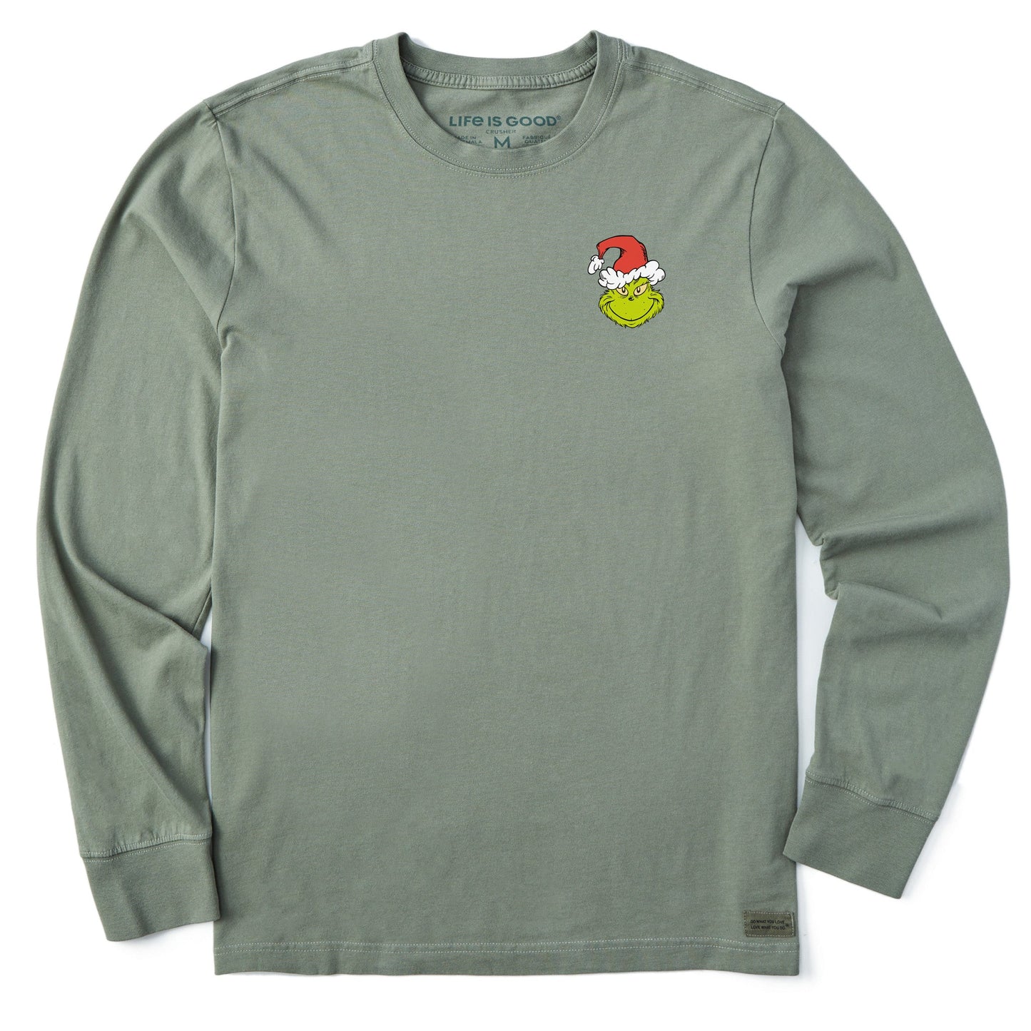 Men's Grinch Santa Hat Long Sleeve Crusher Tee