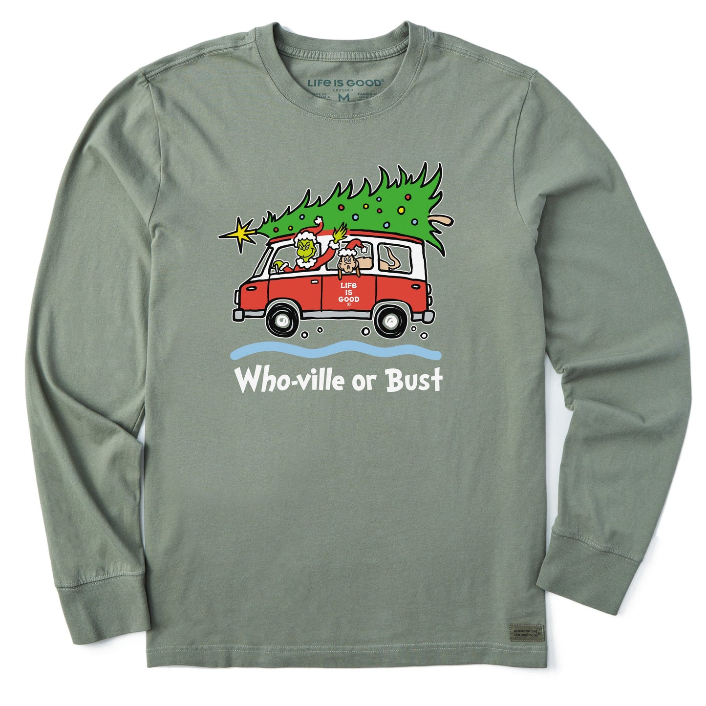 Men's Grinch and Max Who-Ville Or Bust Long Sleeve Crusher Tee