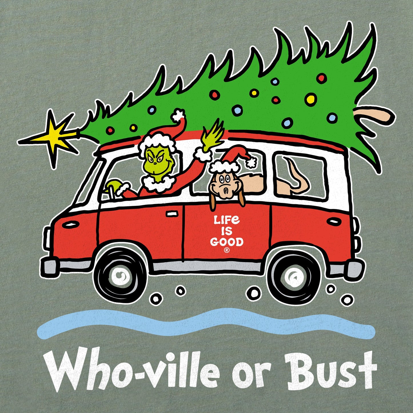 Men's Grinch and Max Who-Ville Or Bust Long Sleeve Crusher Tee