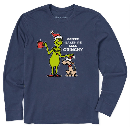 Men's Less Grinchy Coffee Long Sleeve Crusher Tee