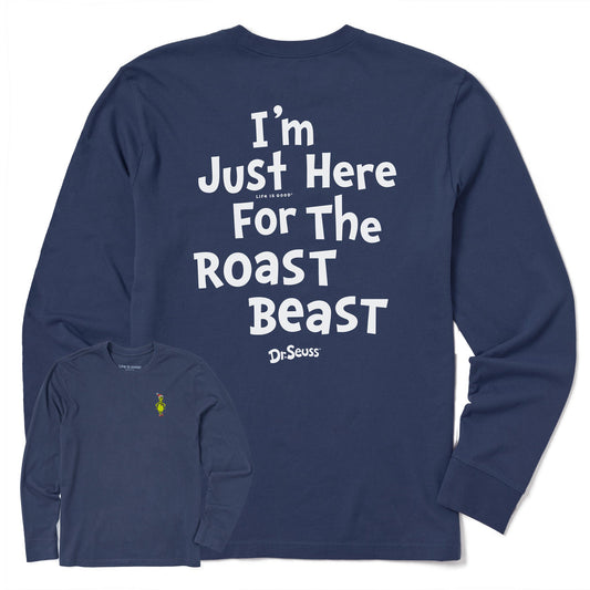 Men's Grinch Here for the Roast Beast Long Sleeve Crusher Tee
