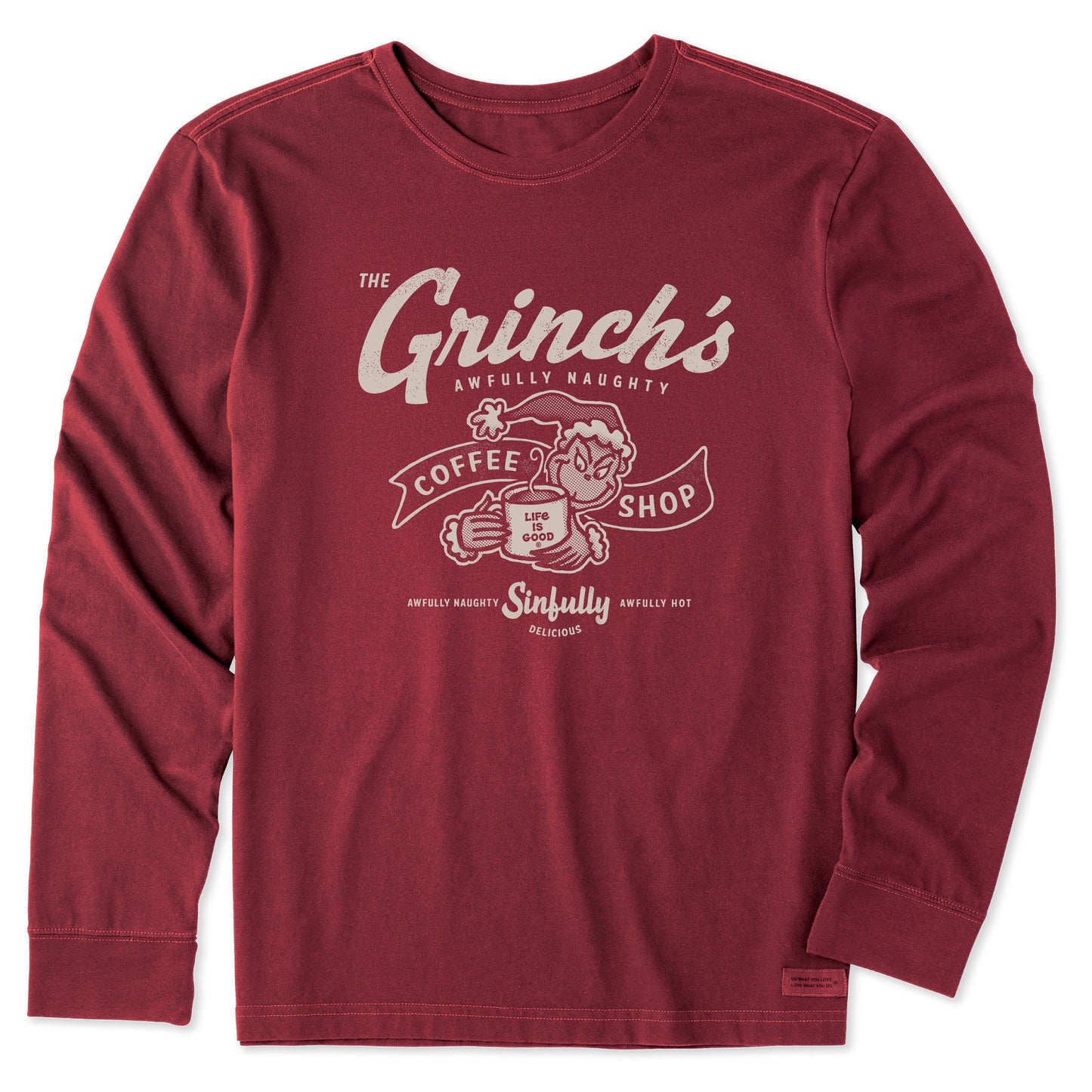 Men's Grinch Coffee Shop Long Sleeve Crusher Tee