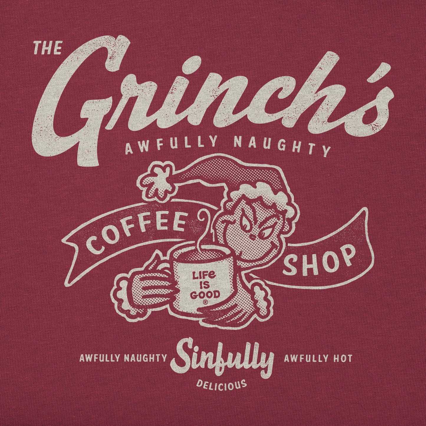 Men's Grinch Coffee Shop Long Sleeve Crusher Tee