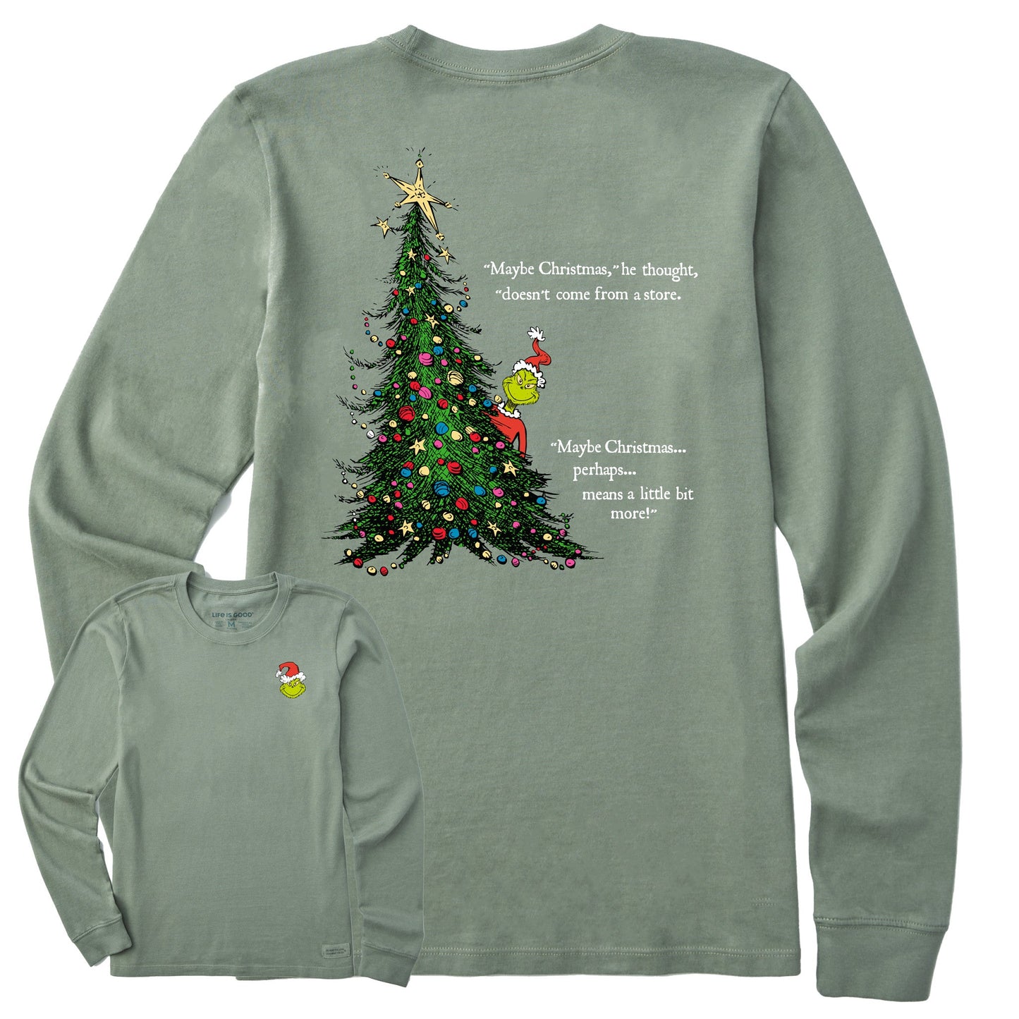 Women's Grinch Christmas Means More Long Sleeve Crusher Tee