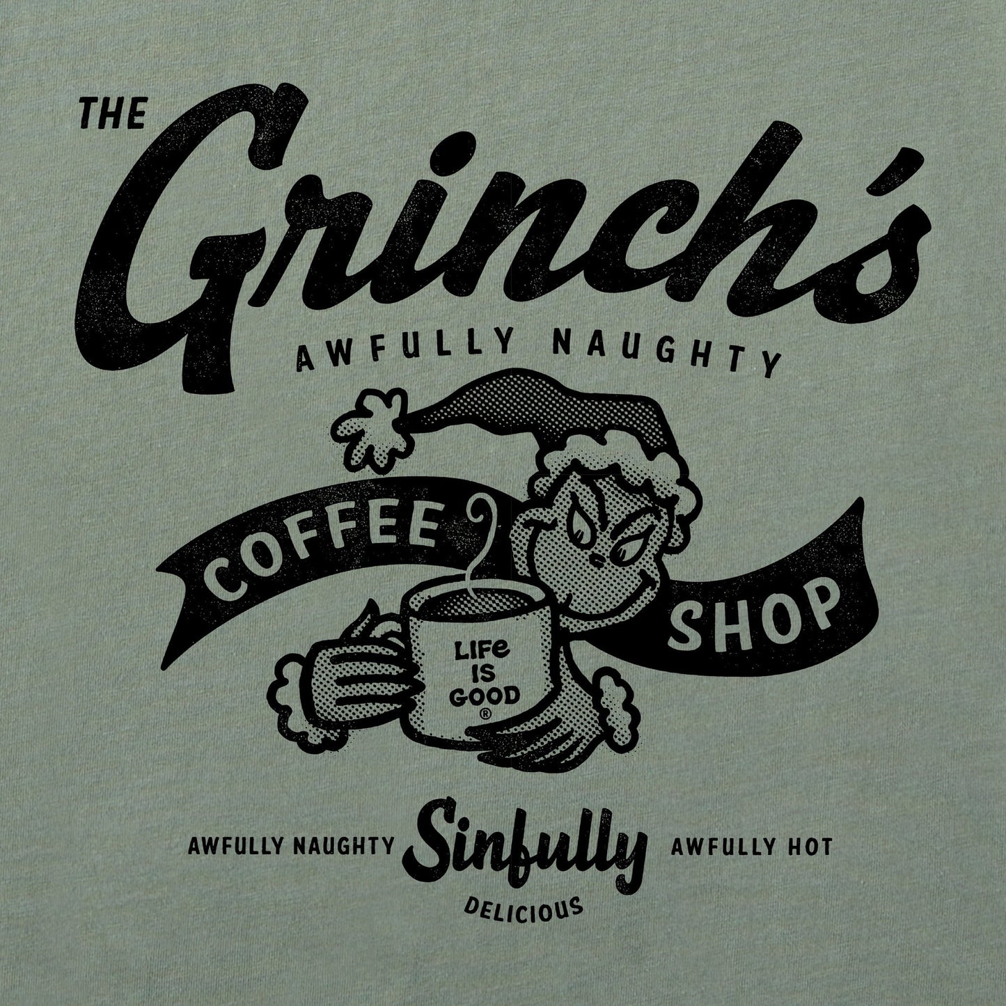 Women's Grinch Coffee Shop Long Sleeve Crusher Tee