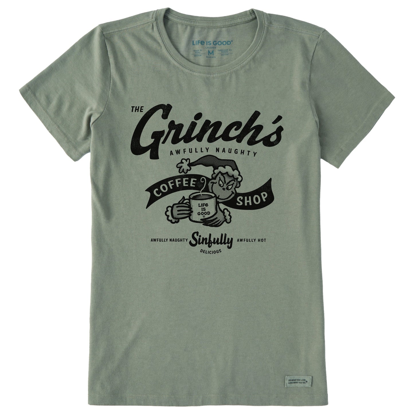 Women's Grinch Coffee Shop Short Sleeve Crusher Tee