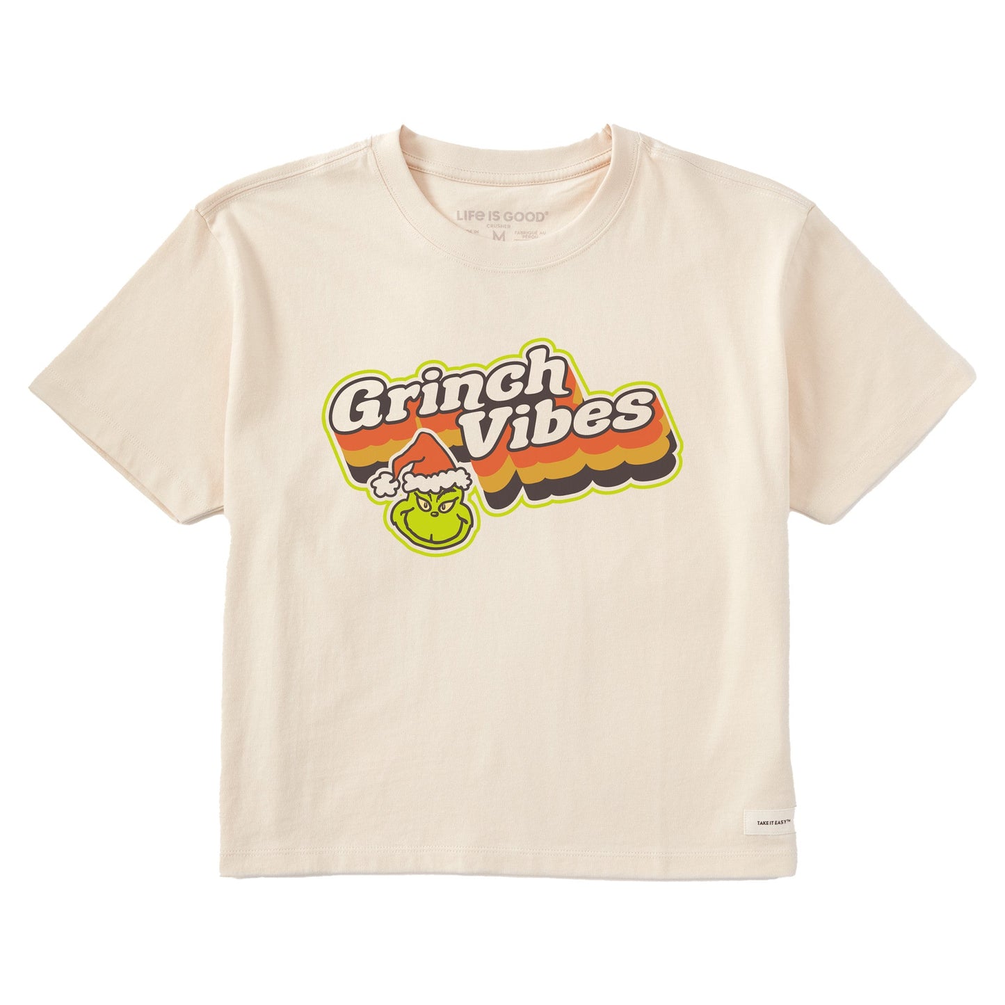 Women's Stripey Grinch Vibes Short Sleeve Crusher Boxy Tee