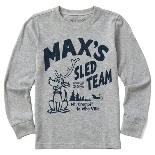 Kids Max's Sled Team Long Sleeve Crusher Tee