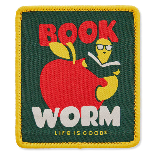 Adult Unisex Book Worm Woven Patch