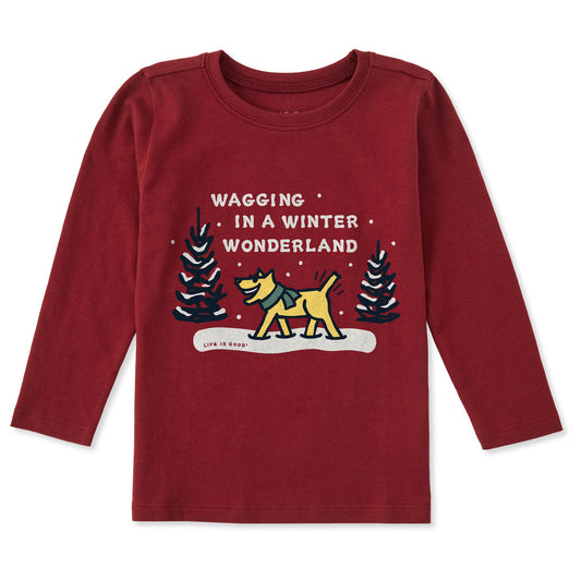 Toddler Wagging Wonderland Rocket Long Sleeve Crusher Tee