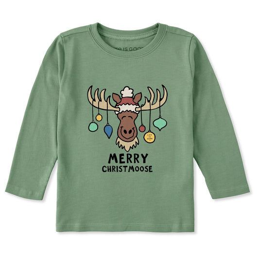 Toddler Merry Christmoose Ornaments Vintage Long Sleeve Crusher Tee